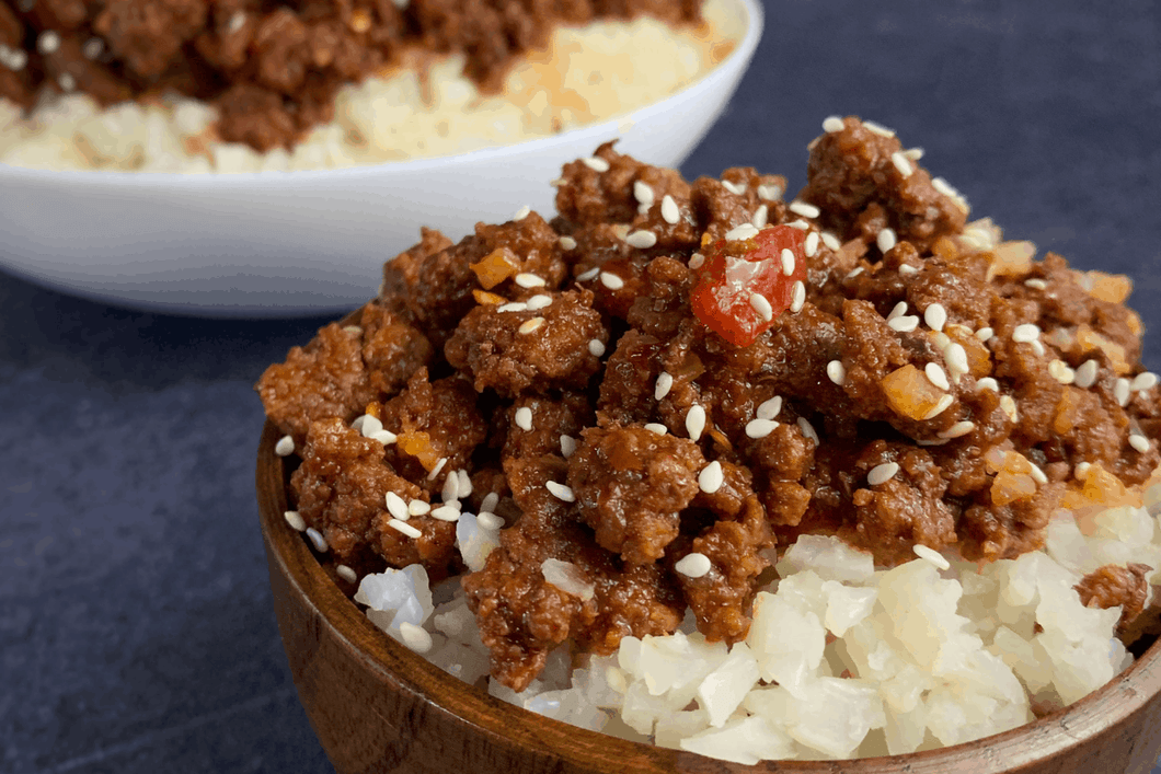 LC Beef Curry Mince and Cauliflower and Broccoli rice